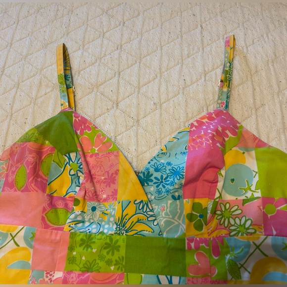 Lilly Pulitzer Floral Rainbow Patchwork Pattern Vintage Mini Dress - Picture 5 of 7